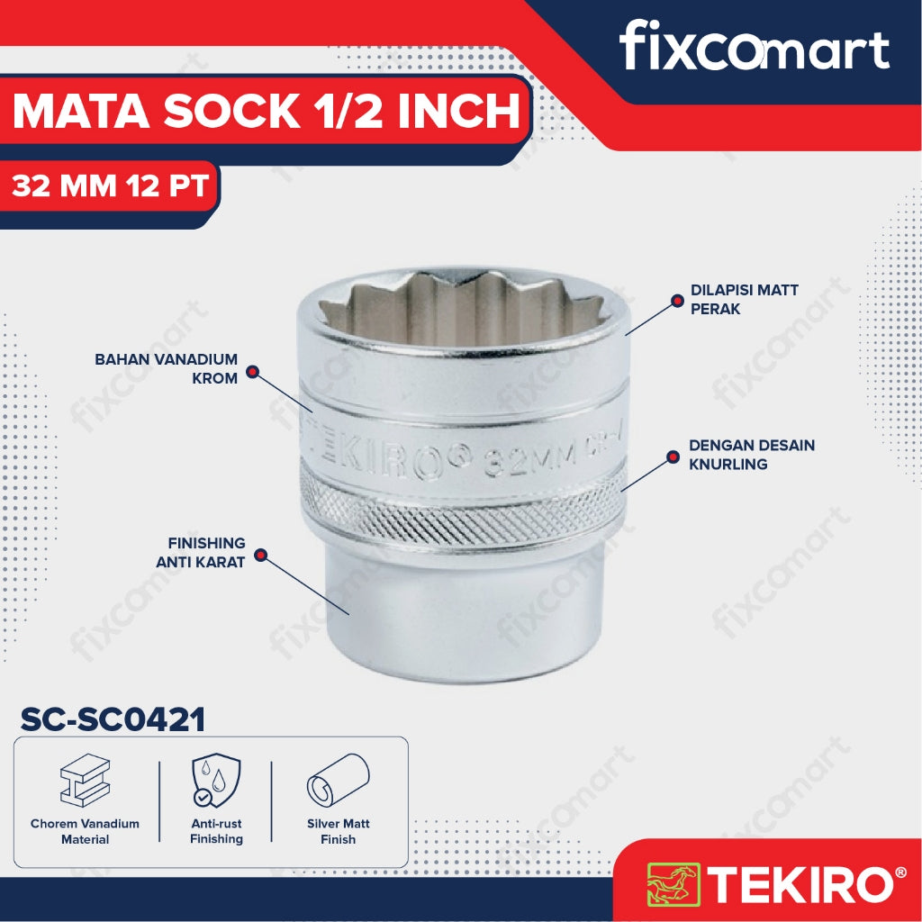 Tekiro Socket 1/2 inch 32 mm 12 PT