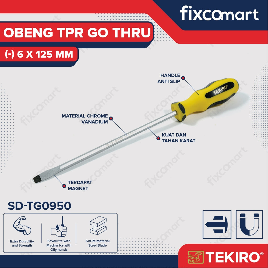 Tekiro Obeng TPR Ketok Min 6 X 125 mm - Tekiro Obeng Ketok