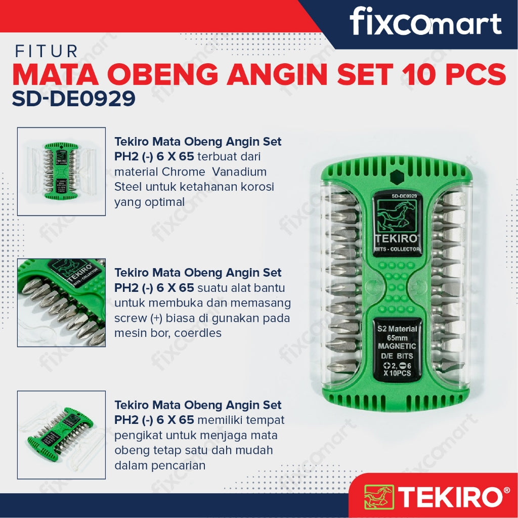 Tekiro Mata Obeng Angin Set PH2 (-) 6 X 65