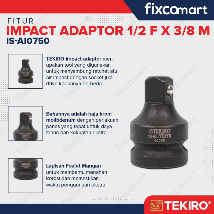 Tekiro Adaptor Impact 1/2 F X 3/8 M / Tekiro Sambungan Mata Sock Impact