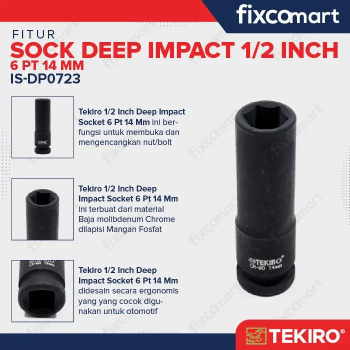 Tekiro deep impact socket 1/2 inch 6 PT 14 mm / mata sock FIXCOMART
