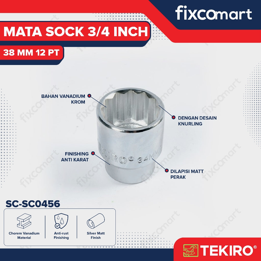 Tekiro Socket 3/4 inch 38 mm 12 PT / Mata Sock 3/4 Inch