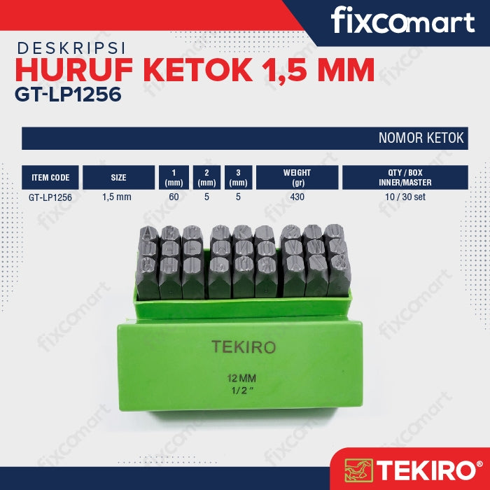 Tekiro Huruf Ketok 1,5 Mm / Tekiro Punch Letter
