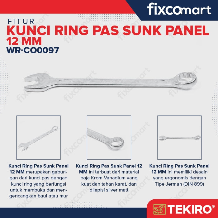 Tekiro Kunci Ring Pas 12 Mm Sunk Panel