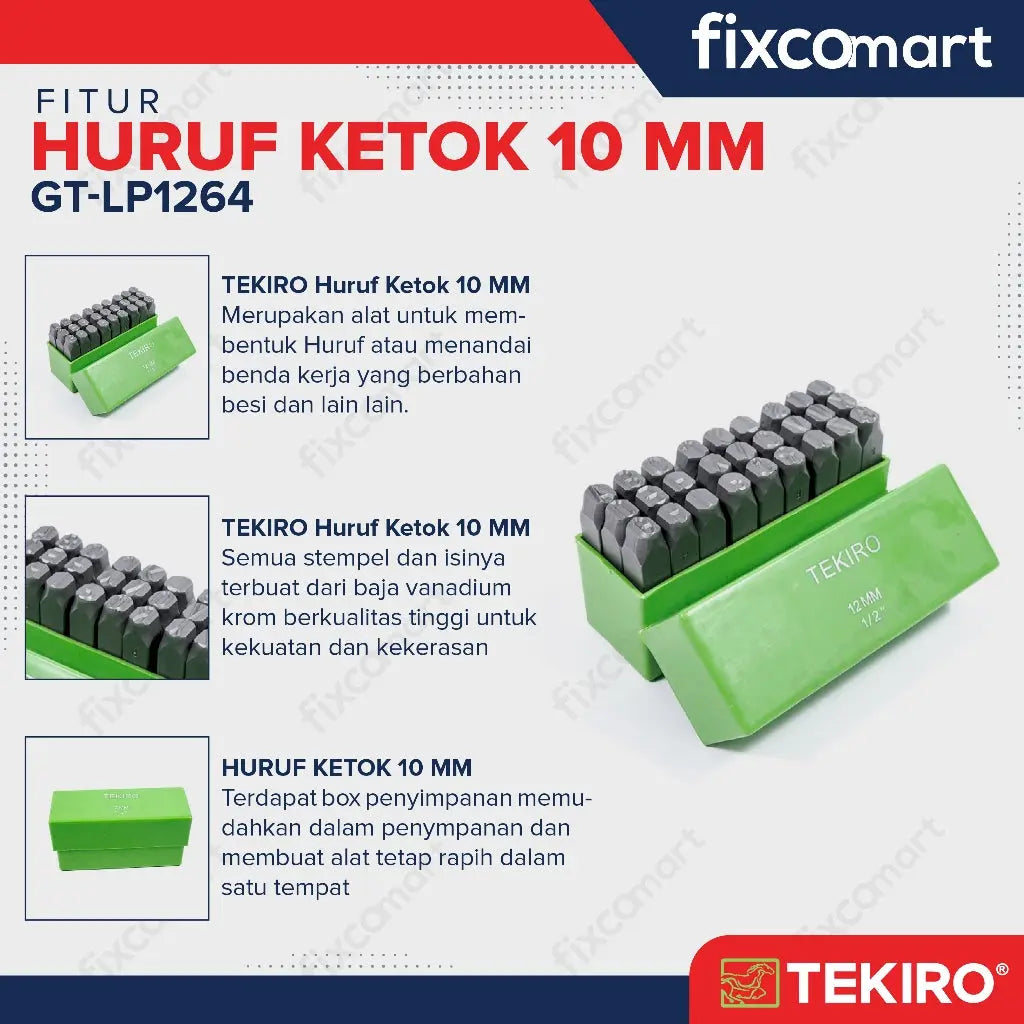 Tekiro Huruf Ketok 10 Mm / Tekiro Punch Letter FIXCOMART