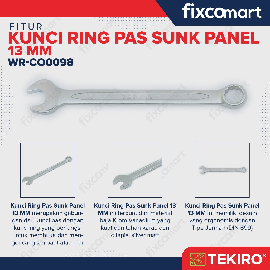 Tekiro Kunci Ring Pas Sunk Panel 13 mm - Combination Wrench