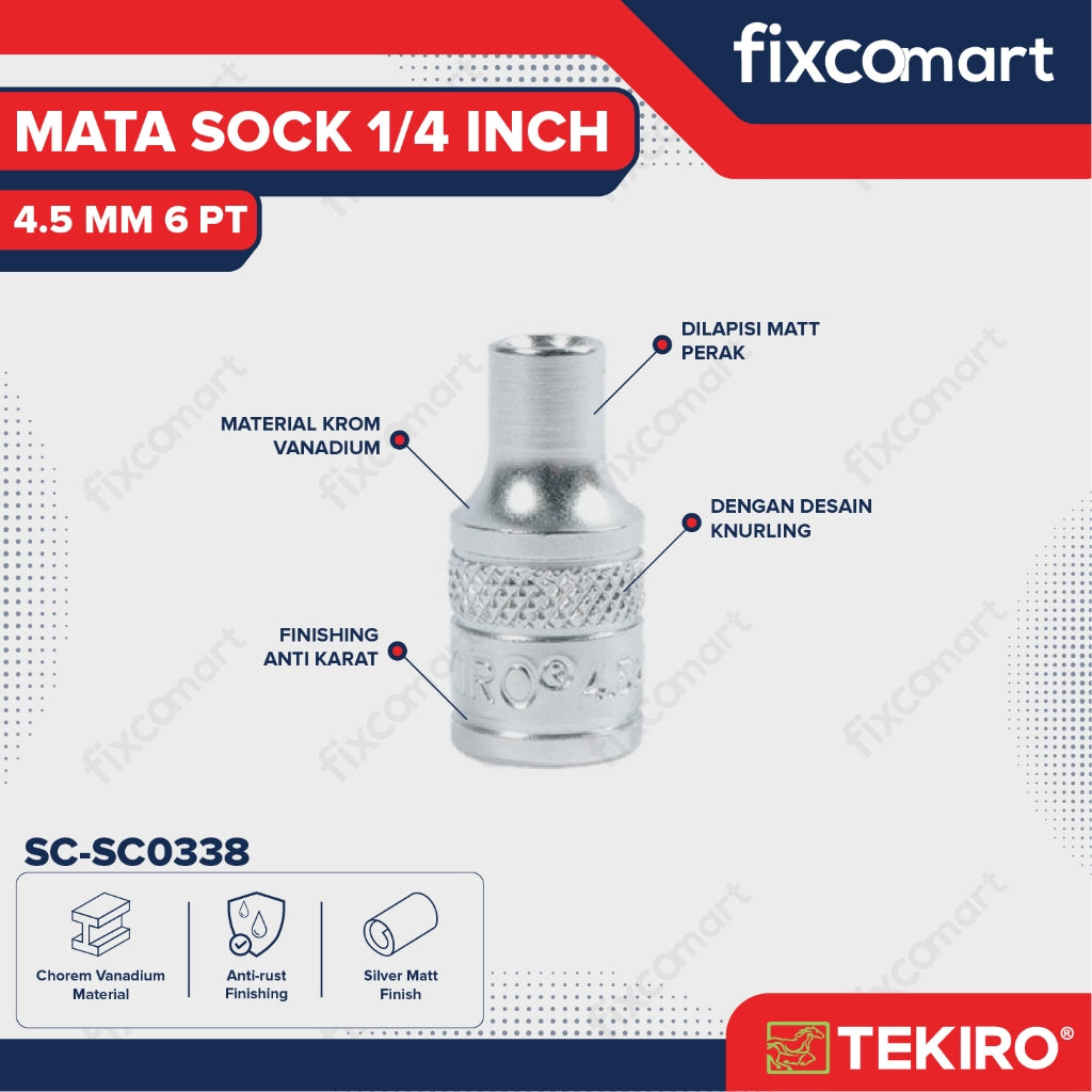 Tekiro Mata Sock 1/4 Inch 4,5 Mm 6 Pt