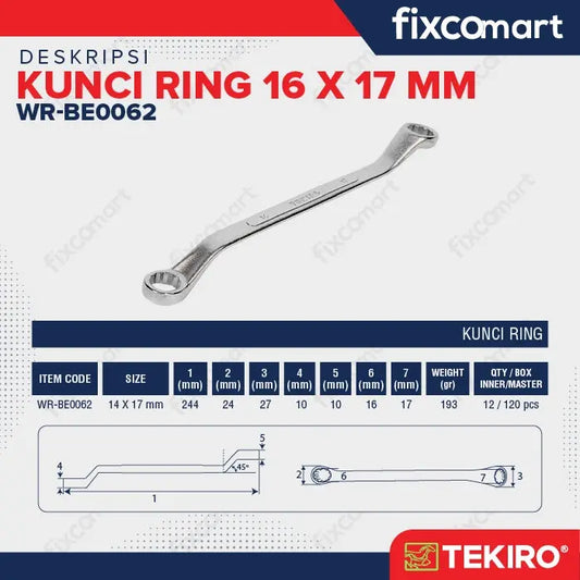 Tekiro Box End Wrench / Tekiro Kunci Ring16 X 17 MM FIXCOMART