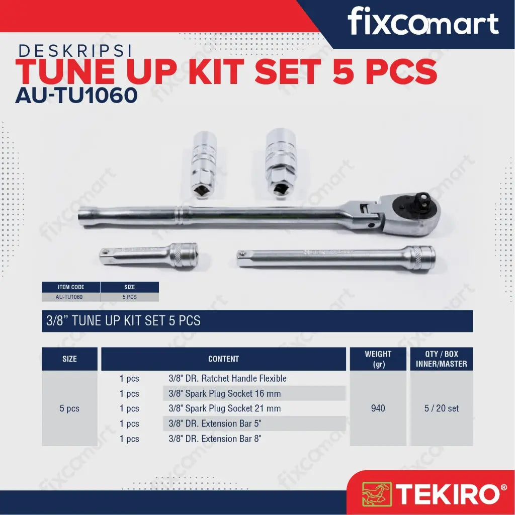 Tekiro Tune Up Kit 5 Pcs / Socket 3/8 Inch FIXCOMART