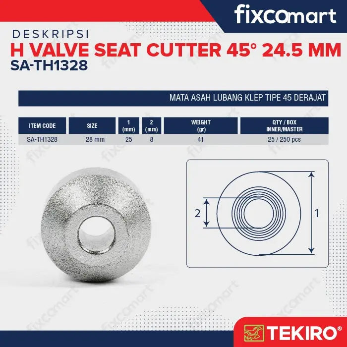 Tekiro H Valve Seat Cutter 45 derajat 24.5 mm FIXCOMART