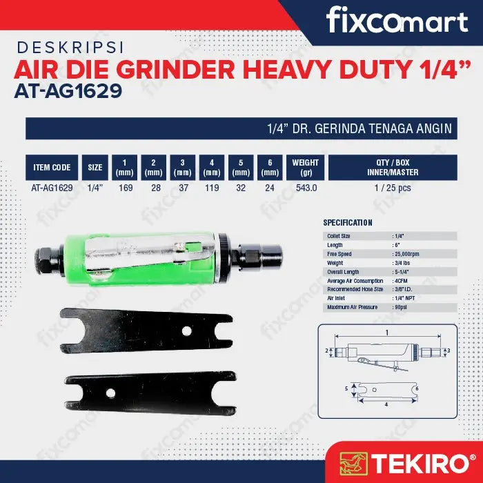 Tekiro Heavy Duty Air Die Grinder 1/4 inch FIXCOMART