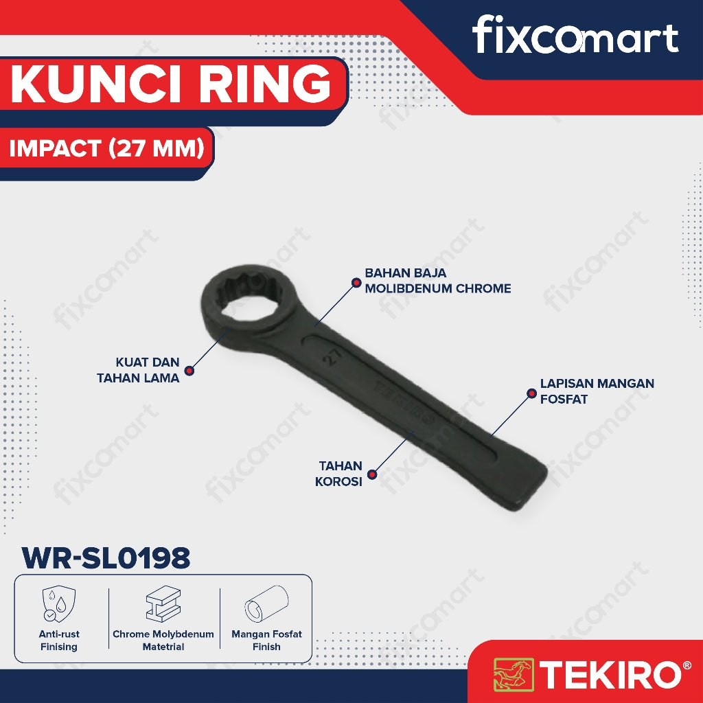 Tekiro Kunci Ring Ketok Pukul 27 mm / Tekiro Slogging Wrench 27 mm