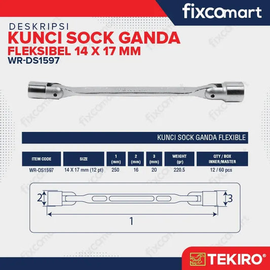 Tekiro Kunci Sock Flexible 14X17 Mm / Tekiro Kunci Sock Ganda FIXCOMART