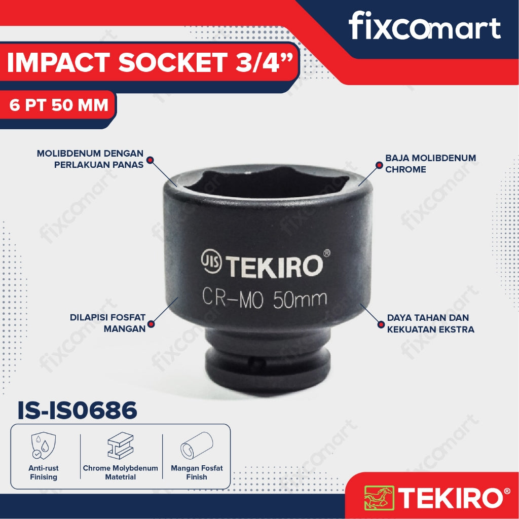 Tekiro Socket Impact 3/4 Inch 50 Mm 6 Pt / Mata Sock Impact