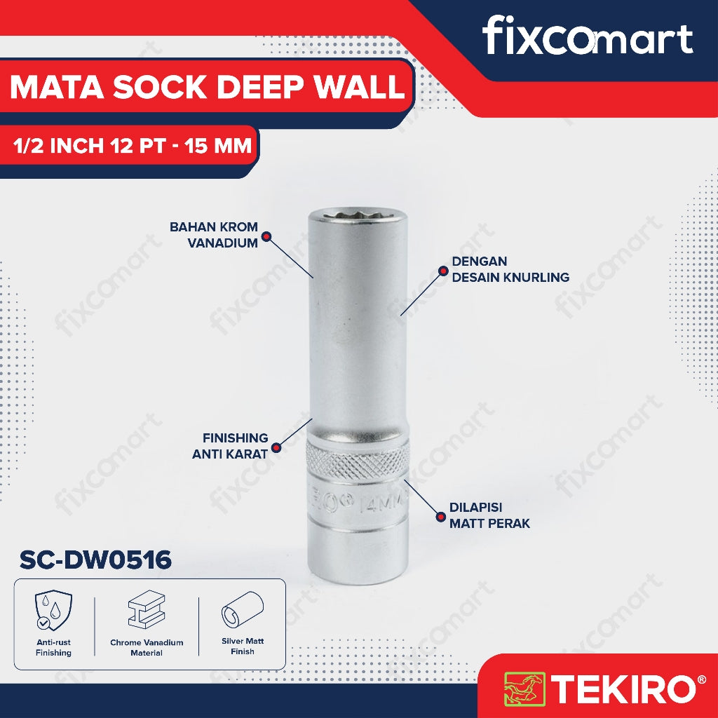 Tekiro Mata Sock Deep Wall 1/2 Inch 12PT 15 mm
