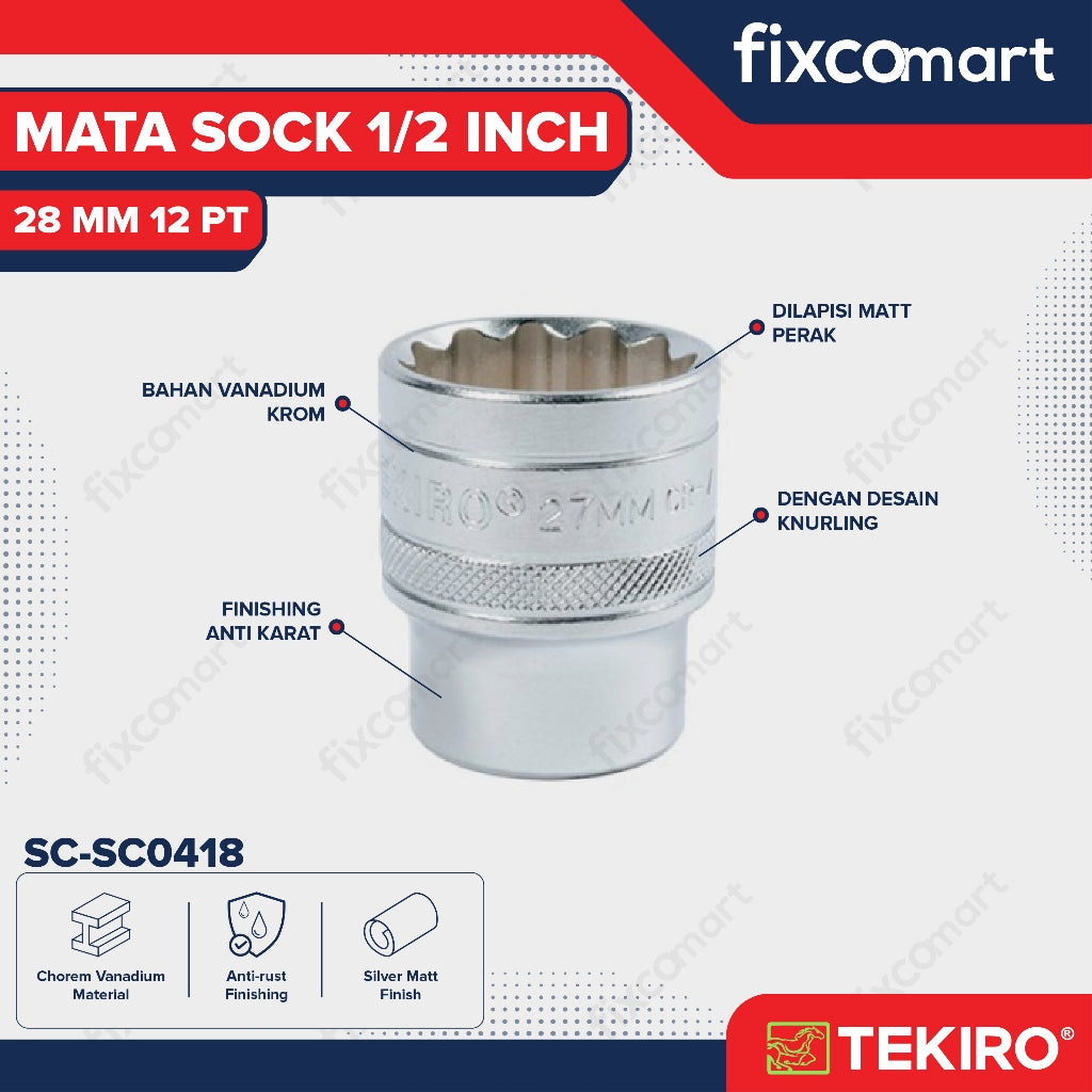 Tekiro Socket 1/2 inch 28 mm 12 PT