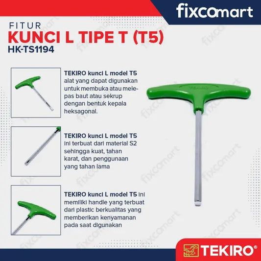 Tekiro T Shape Hex / Kunci L Model T5 FIXCOMART