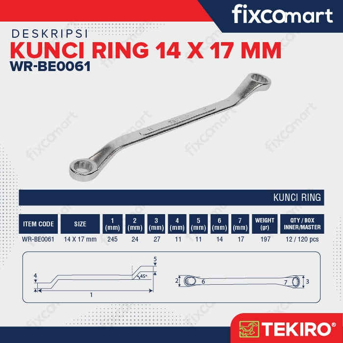 Tekiro Box End Wrench / Tekiro Kunci Ring 14 X 17 MM