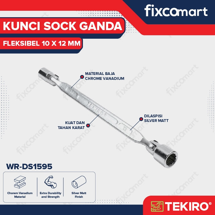 Tekiro Double Swivel Wrench / Kunci Sock Ganda Flexible 10X12 Mm