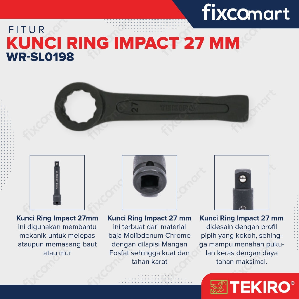 Tekiro Kunci Ring Ketok Pukul 27 mm / Tekiro Slogging Wrench 27 mm