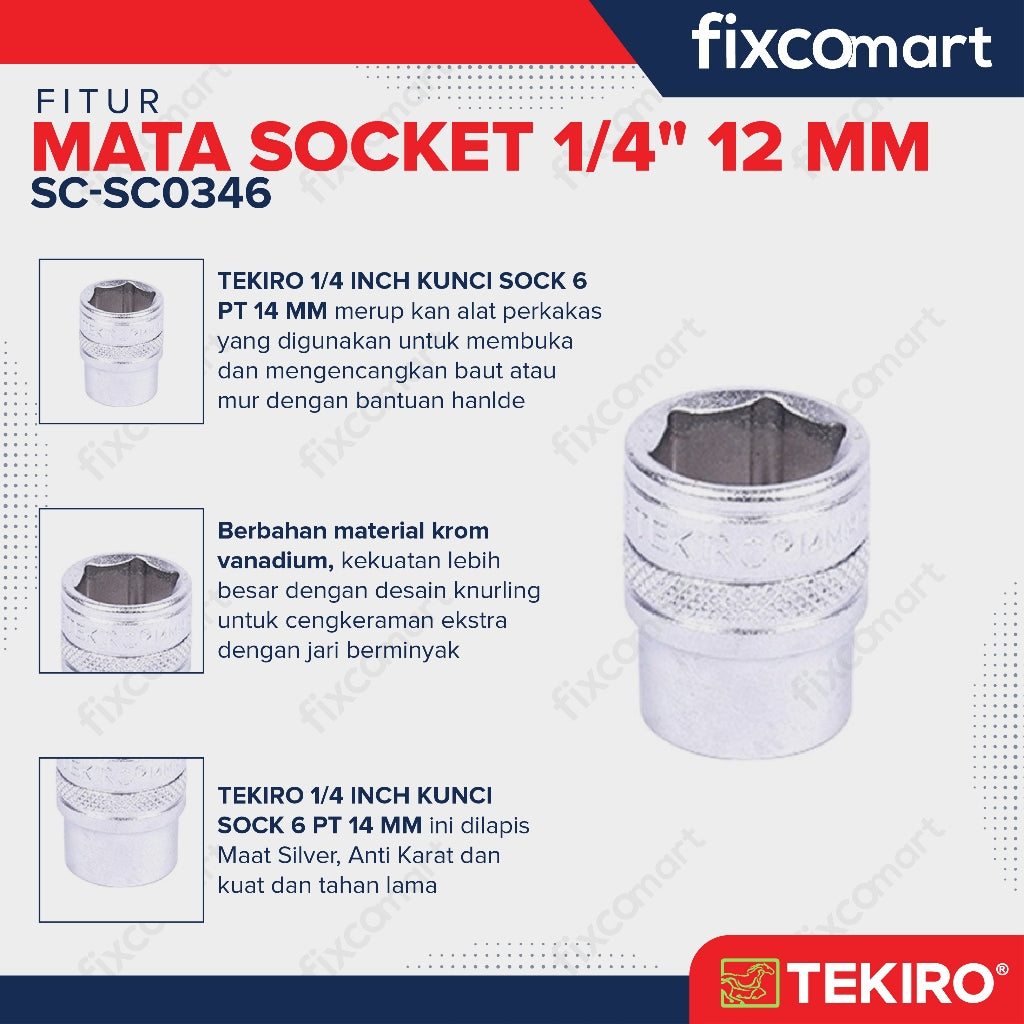 Tekiro Mata Sock 1/4 Inch 14 Mm 6 Pt