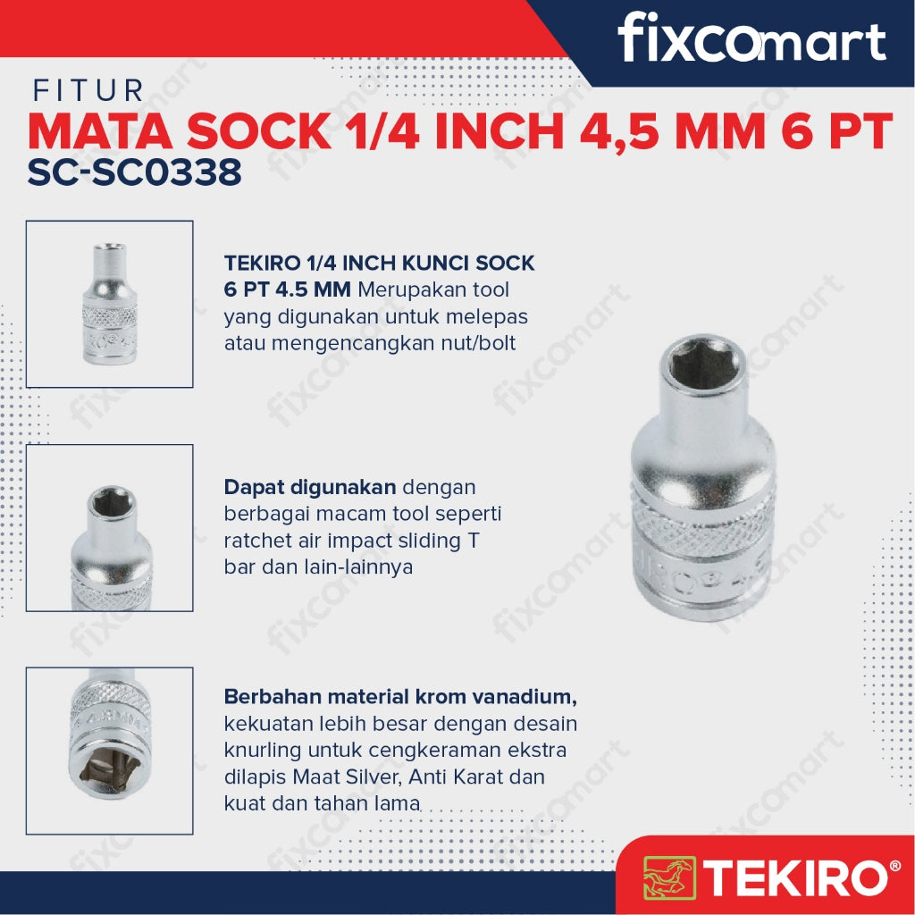 Tekiro Mata Sock 1/4 Inch 4,5 Mm 6 Pt