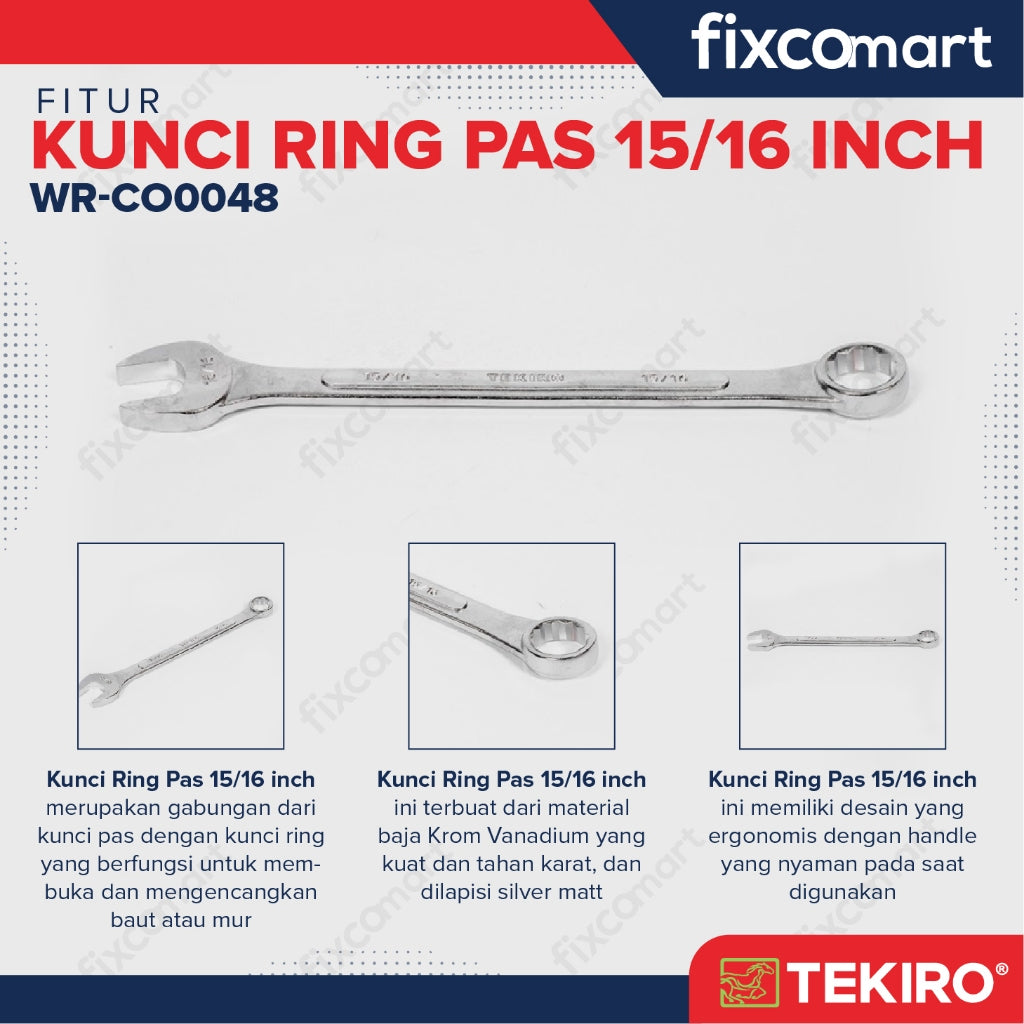 Tekiro Kunci Ring Pas 15/16 Inch / Tekiro Combination Wrench