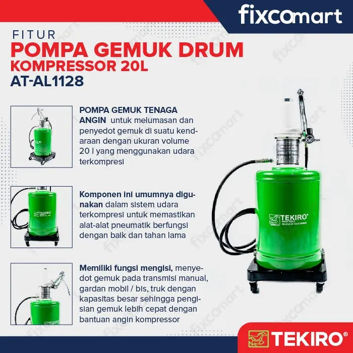 Tekiro Pompa Gemuk Drum Kompresor 20L / Tekiro Air Lubricator For Grease FIXCOMART