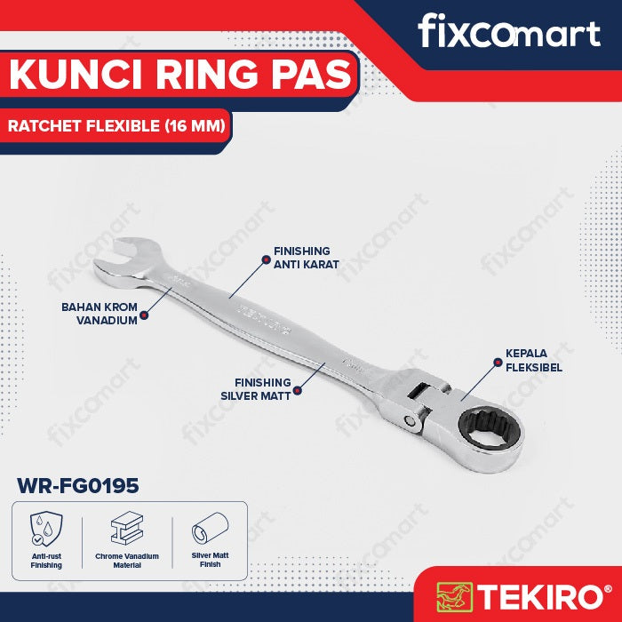 Tekiro Kunci Ring Pas Ratchet Flexsibel 14 mm