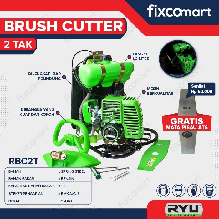RYU Brush Cutter 2 Tak Mesin Potong Rumput Gendong RBC2T
