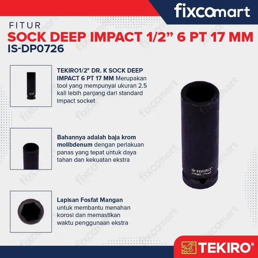 Tekiro Mata Sock Deep Impact 1/2 Inch 17 Mm 6Pt FIXCOMART