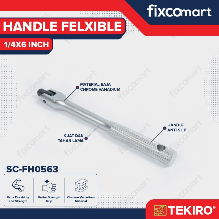 Tekiro Ratchet Handle Felxible 1/4X6 Inch / Gagang Ratchet