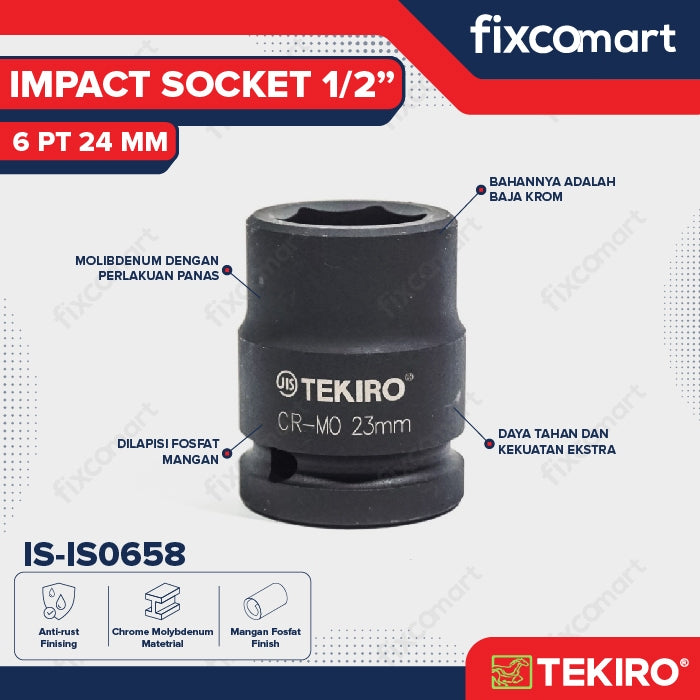 Tekiro Mata Sock Impact 1/2 Inch 24 Mm 6 Pt / Tekiro Socket Impact