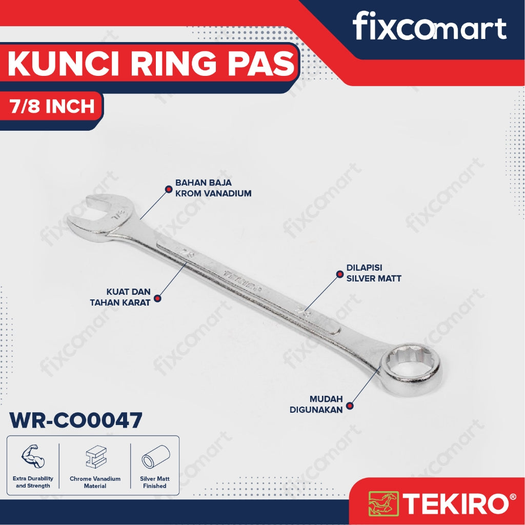 Tekiro Kunci Ring Pas 7/8 Inch / Tekiro Kunci Kombinasi
