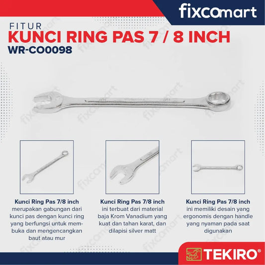 Tekiro Kunci Ring Pas 7/8 Inch / Tekiro Kunci Kombinasi FIXCOMART