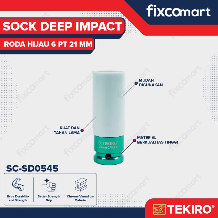 Tekiro Mata Sock Impact 1/2 Inch 21 Mm (Roda Hijau) / Tekiro Sock Seep Impact