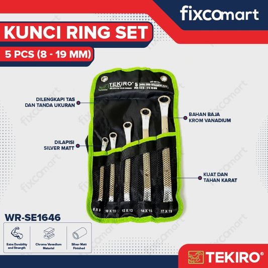 Tekiro Kunci Ring Set 5 Pcs (8-19 Mm) / Tekiro Box End Wrench Set