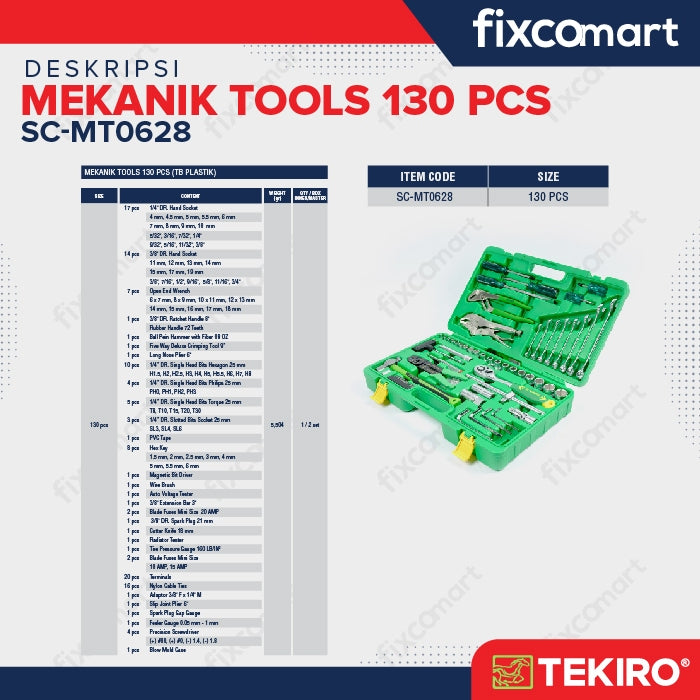 Tekiro Mechanic Tools 130 Pcs / Tekiro Tool Set 130 Pcs