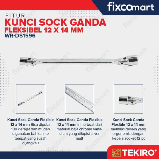 Tekiro Kunci Sock Ganda 12X14 Mm / Tekiro Kunci Sock Flexible FIXCOMART