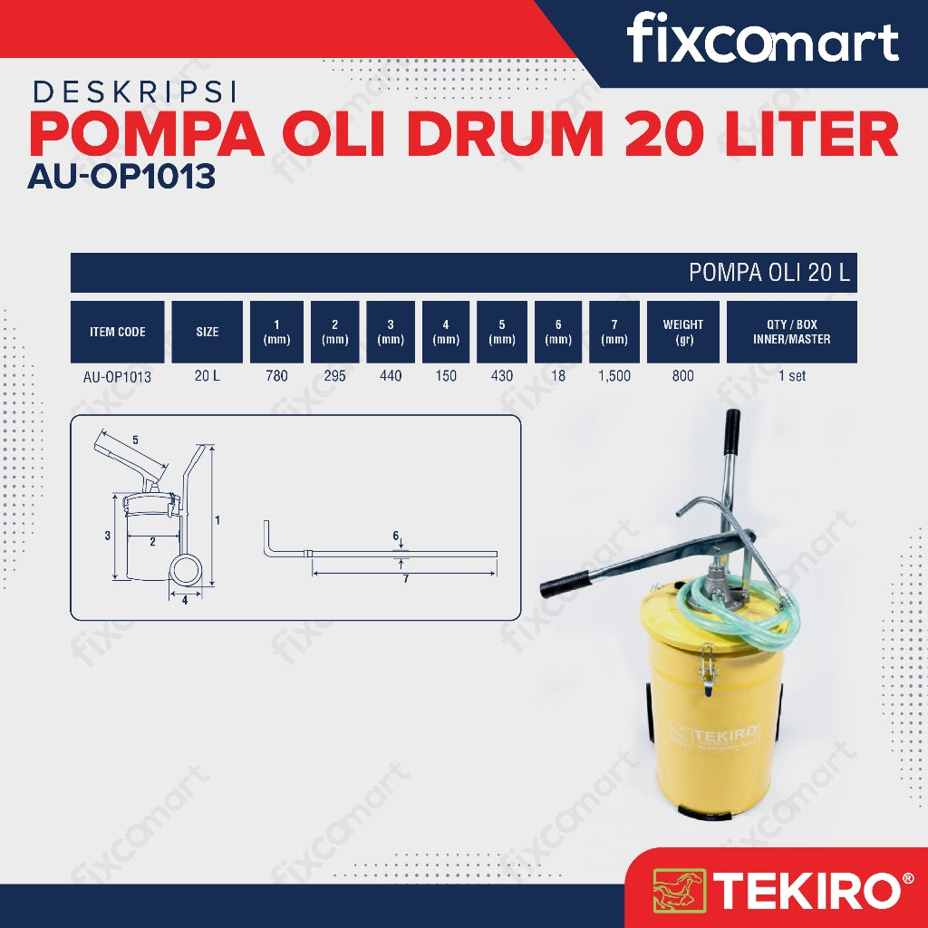 Tekiro Pompa Oli Drum 20 L / Hand Oil Pump