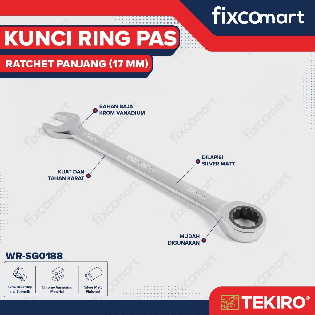 Tekiro Kunci Ring Pas Ratchet Panjang 17 Mm