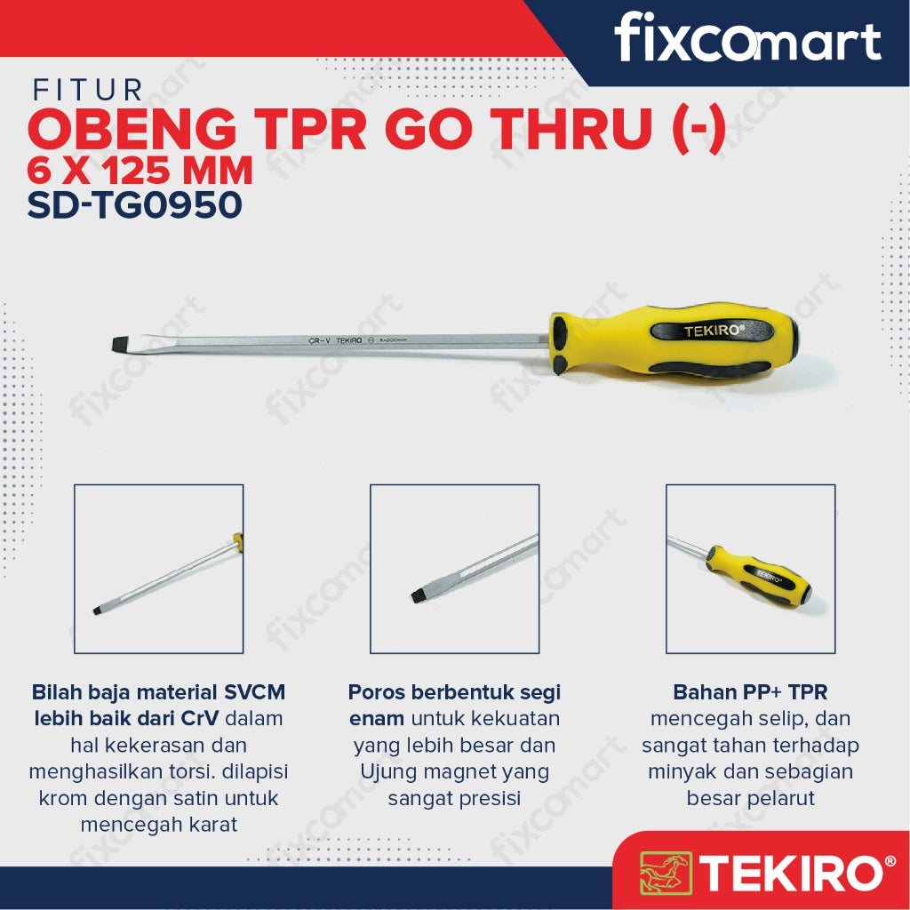Tekiro Obeng TPR Ketok Min 6 X 125 mm - Tekiro Obeng Ketok