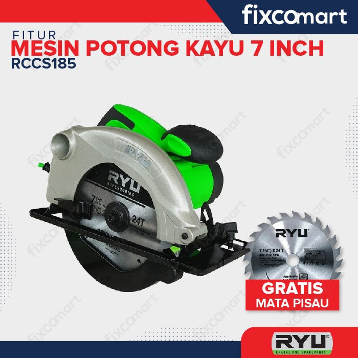 RYU Mesin Circular Saw RCS 185-1 Pro - Free Mata Pisau