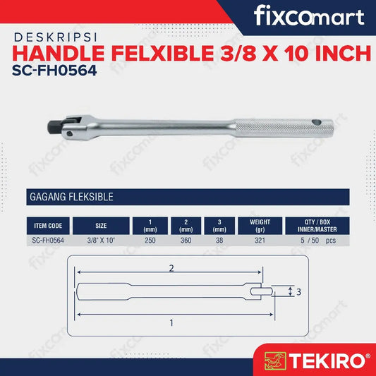 Ratchet Handle Flexible 3/8X10 Inch / Gagang Flexible FIXCOMART