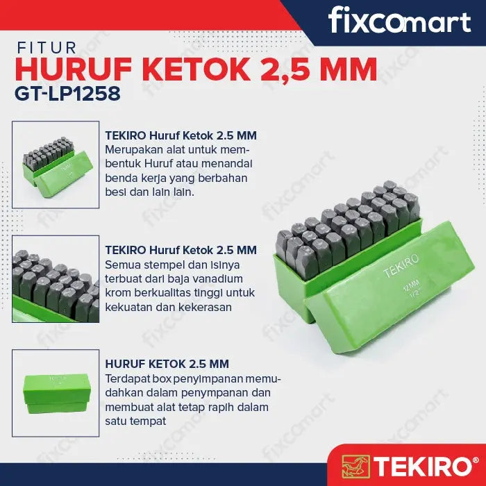 Huruf Ketok Tekiro 2.5 mm / Ketok Huruf Tekiro FIXCOMART