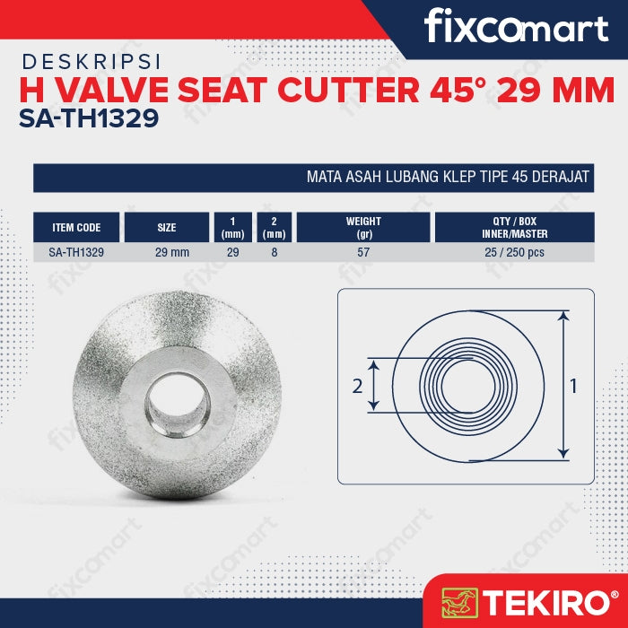 Tekiro H Valve Seat Cutter 45 derajat 29 mm / Kunci Sudut