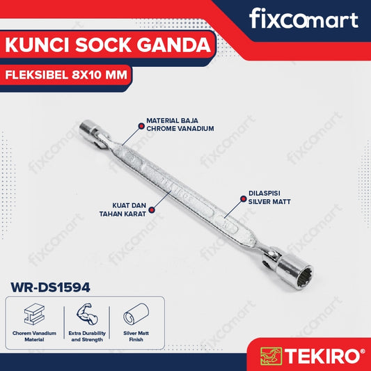 Tekiro Kunci Sock Ganda Flexible 8X10 mm / Double Swivel