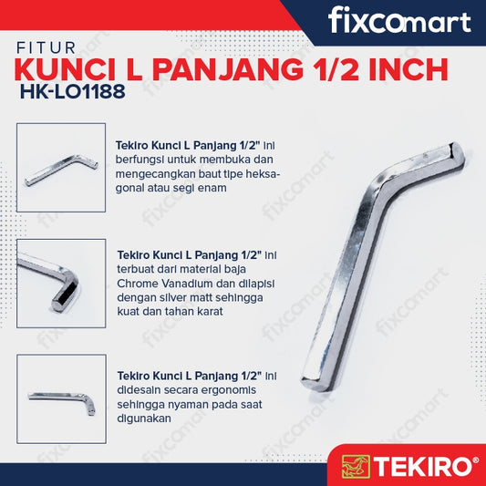 Tekiro Kunci L Panjang 1/2 inch / Hex Key Long