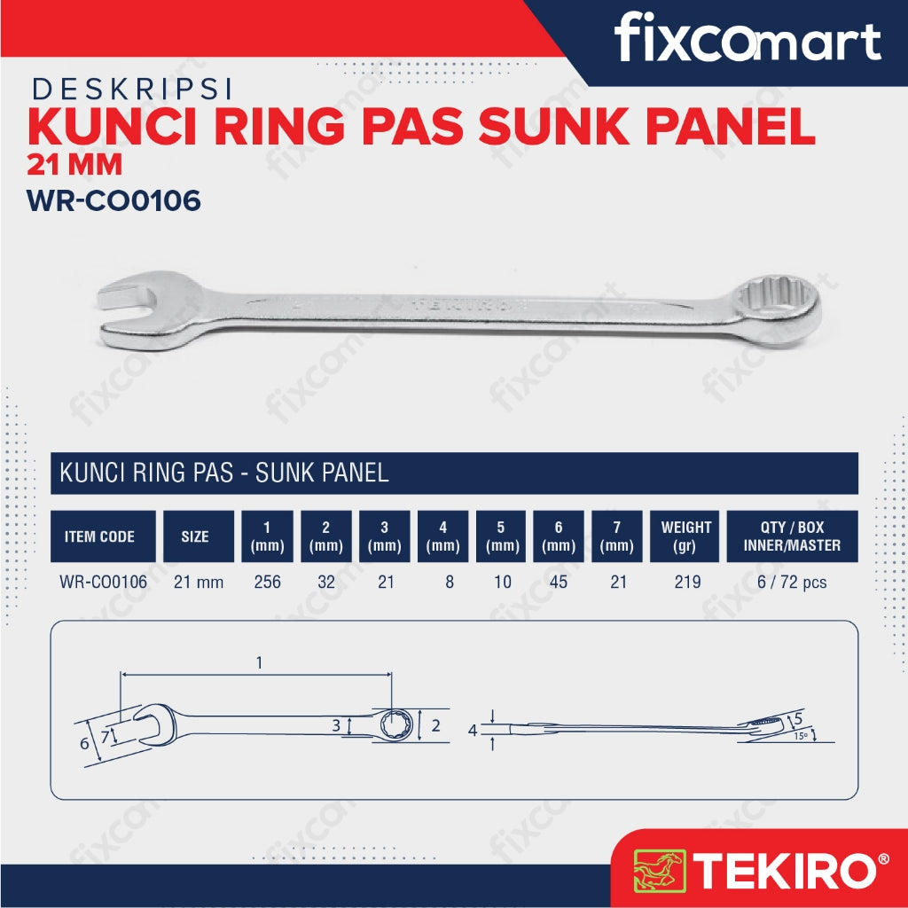 Tekiro Kunci Ring Pas 21 mm Sunk Panel
