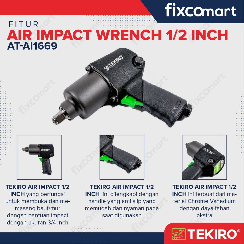 Tekiro Air Impact Wrench Twin Hammer 1/2 Inch